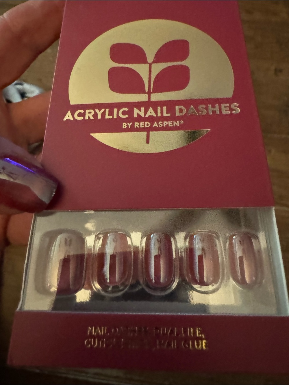Red Aspen Acrylic Press on nails Twinkly Tonnie pink cats eye finish - Picture 3 of 7